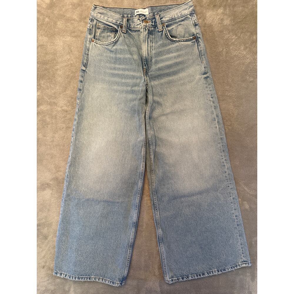Zara Light Blue Flare & Wide Leg Jeans